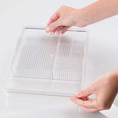 mDesign Organizador de escritorio extensible – Útil bandeja de oficina para mesa de despacho o cajón – Con divisiones para marcadores, notas adhesivas, clips, etc. – Ampliable hasta 47 cm de ancho