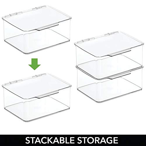mDesign Organizador de juguetes con tapa - Cajas de almacenaje para guardar juguetes bajo la cama o en las estanterías de la habitación infantil – 17,8 cm x 14,6 cm x 7,7 cm – transparente