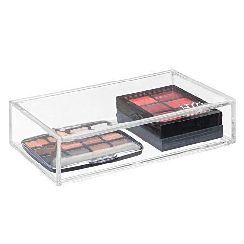 mDesign Organizador de Maquillaje – Gran Caja organizadora baño para cosméticos y Productos de Belleza – con Tapa – Transparente