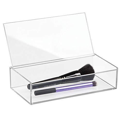 mDesign Organizador de Maquillaje – Gran Caja organizadora baño para cosméticos y Productos de Belleza – con Tapa – Transparente