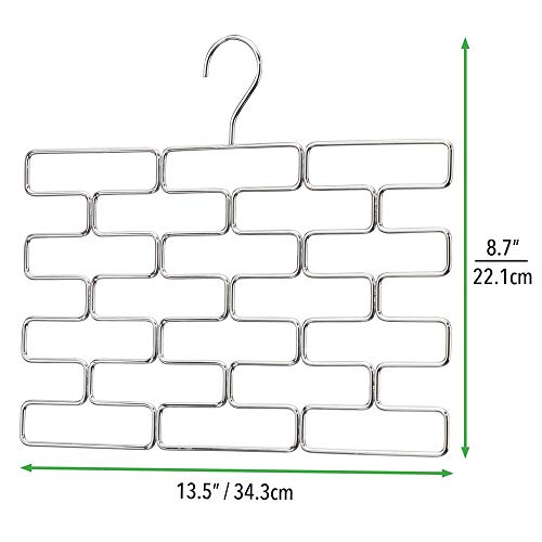 mDesign Percha para pañuelos – Colgador de pañuelos, chales, bufandas y fulares con 18 compartimentos – Organizador de accesorios para ahorrar espacio en interiores de armarios – plateado