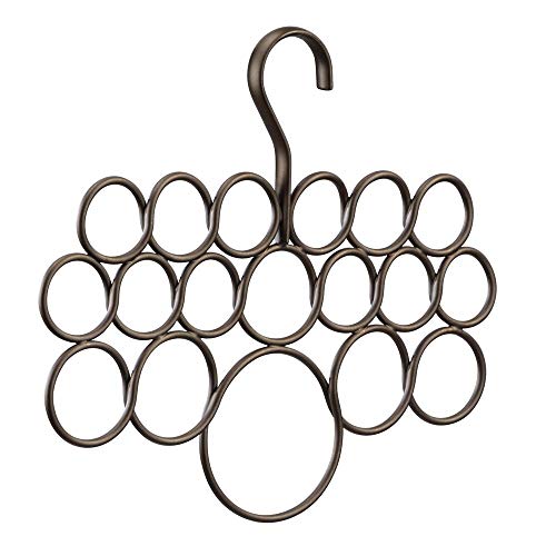 mDesign Percha para pañuelos - Juego de 2 unidades - Organizador de pañuelos, chales, bufandas y más - Organizador de armarios para accesorios con 18 prácticos aros - Color: bronce
