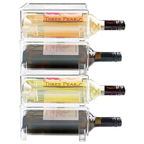 mDesign Soporte para botellas de vino apilable – Botellero para vinos con capacidad para 4 botellas – El accesorio de cocina imprescindible – transparente