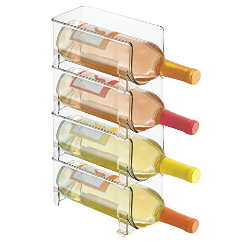 mDesign Soporte para botellas de vino apilable – Botellero para vinos con capacidad para 4 botellas – El accesorio de cocina imprescindible – transparente