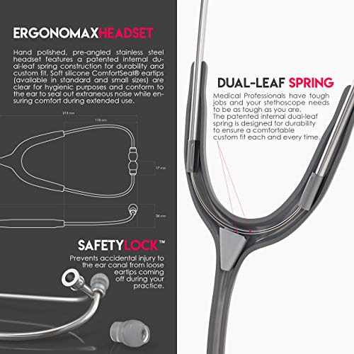 MDF Instruments Acoustica Deluxe MDF 747XP, Estetoscopio ligero de doble cabeza, Gris (Grey)