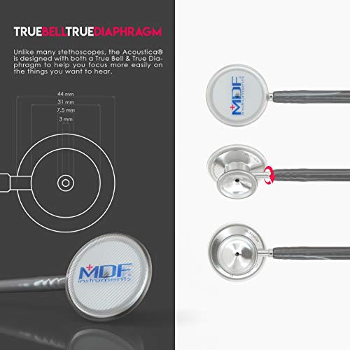 MDF Instruments Acoustica Deluxe MDF 747XP, Estetoscopio ligero de doble cabeza, Gris (Grey)
