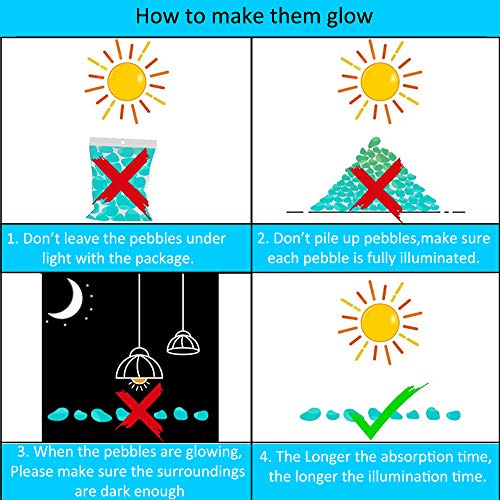 Mdurian 200 Piezas Blanco Piedras Luminosas Brillante Roca Stone Fluorescente Piedras Guijarros Brillan en la Oscuridad para hogar jardín Pasarela Acuario Decorativas