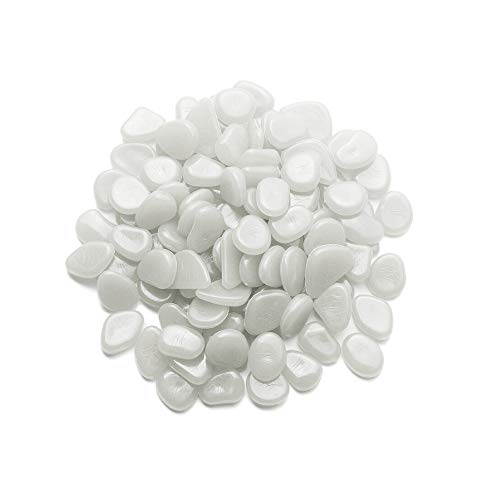 Mdurian 200 Piezas Blanco Piedras Luminosas Brillante Roca Stone Fluorescente Piedras Guijarros Brillan en la Oscuridad para hogar jardín Pasarela Acuario Decorativas
