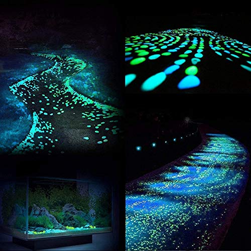Mdurian 200 Piezas Blanco Piedras Luminosas Brillante Roca Stone Fluorescente Piedras Guijarros Brillan en la Oscuridad para hogar jardín Pasarela Acuario Decorativas