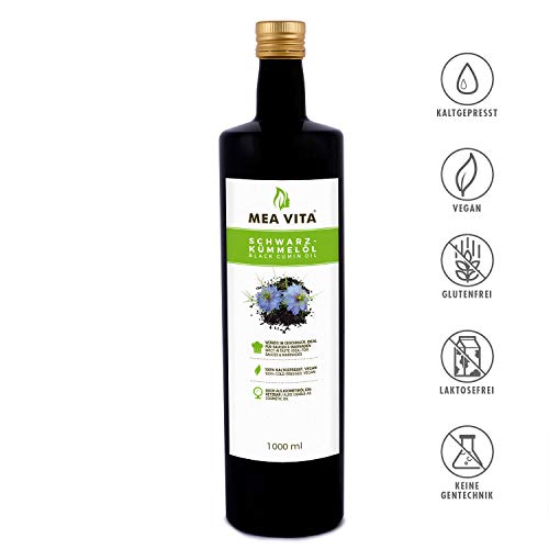 Meavita Aceite De Comino Negro Meavita, 100% Puro Y Prensado En Frío, 1 Paquete (1 X 1000 Ml) 1000 ml