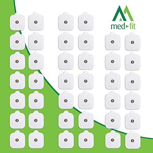 MED-FIT 5cmx5cm Flexi iSTIM 40 x 3.5mm Stud (tipo snap/boton) TENS Almohadillas autoadhesivas encajan con BEURER, SANITAS y VIRTUALMENTE todas las Maquinas de masaje TENS en Amazon.