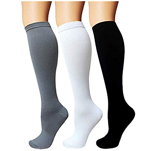Medias de Compresión 3 Par Calcetines de Compresión para Hombres y Mujeres│Varices│Running│Padel│Viajar en Avión│Recuperación Muscular│Reduce Fatiga│Mejorar circulación Sanguínea