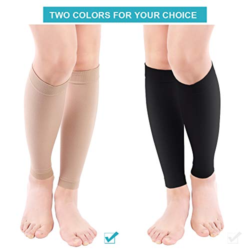 Medias de Compresión para Mujeres y Hombres, 20-30 mmHg Calcetines de Compresión Cortas, Punta Abierta, Medias Compresión Fuerte para Venas Varicosas, Edema, Embarazo, Mejora la Circulación (Beige, M)