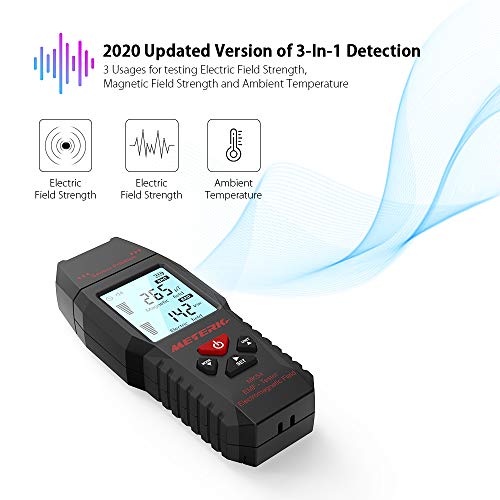 Medidor EMF, Meterk Handheld Mini Digital LCD EMF Detector de Radiación de Campo Electromagnético Dosímetro Tester Counter