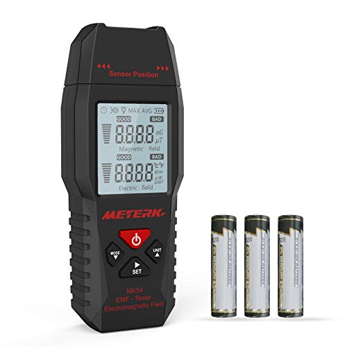 Medidor EMF, Meterk Handheld Mini Digital LCD EMF Detector de Radiación de Campo Electromagnético Dosímetro Tester Counter