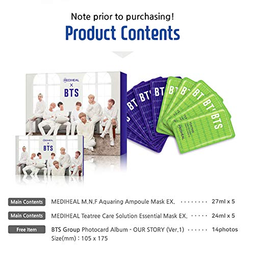 Mediheal X BTS mascarilla facial hoja especial Set Hidratante Cuidado de la humedad, K-Beauty