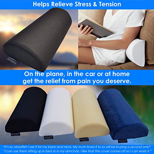Medipaq - Almohada Viscoelástica Media Luna – Almohada Cervical y de Cuello – Cojín Lumbar y de Baja Espalda – Almohada para Piernas Rodillas y Pies – Sirve Prácticamente para Cualquier Postura
