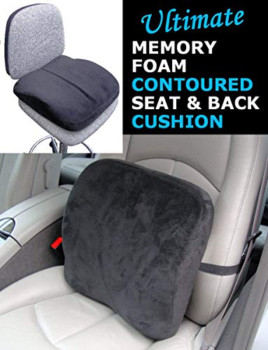 Medipaq Cojín de Espuma de Memoria Moldeado 2 en 1 – Cojín Lumbar y Cojín de Asiento – Reduce el dolor de espalda – Corrector de Postura para Silla de Escritorio - Silla de Ruedas – Asiento de Coche
