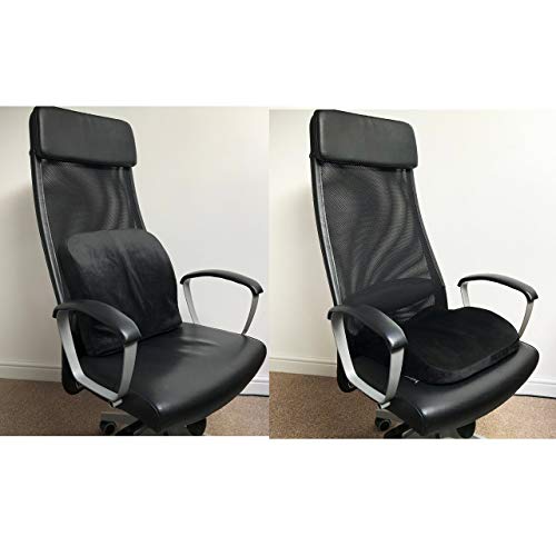 Medipaq Cojín de Espuma de Memoria Moldeado 2 en 1 – Cojín Lumbar y Cojín de Asiento – Reduce el dolor de espalda – Corrector de Postura para Silla de Escritorio - Silla de Ruedas – Asiento de Coche