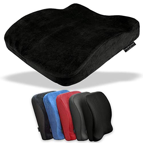 Medipaq Cojín de Espuma de Memoria Moldeado 2 en 1 – Cojín Lumbar y Cojín de Asiento – Reduce el dolor de espalda – Corrector de Postura para Silla de Escritorio - Silla de Ruedas – Asiento de Coche