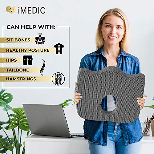 Medipaq - Cojín para El Coxis Ortopédico 100% Espuma De Memoria 100% Pura. Diseñado para Aliviar El Ciático, Dolores De Espalda Y Coxis para Cualquier Asiento. **Garantía De por Vida