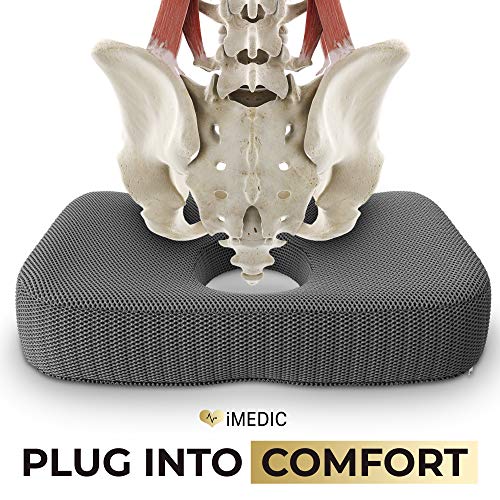 Medipaq - Cojín para El Coxis Ortopédico 100% Espuma De Memoria 100% Pura. Diseñado para Aliviar El Ciático, Dolores De Espalda Y Coxis para Cualquier Asiento. **Garantía De por Vida