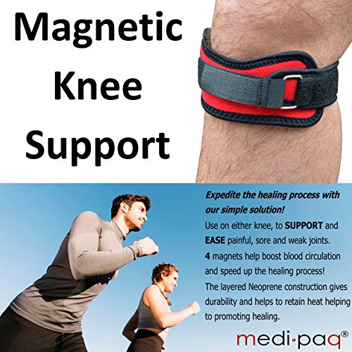Medipaq Rodillera Protectora de Rótula y Ligamientos – Cinta Rotuliana con Compresión y 4x Imanes Potentes para el Alivio del Dolor