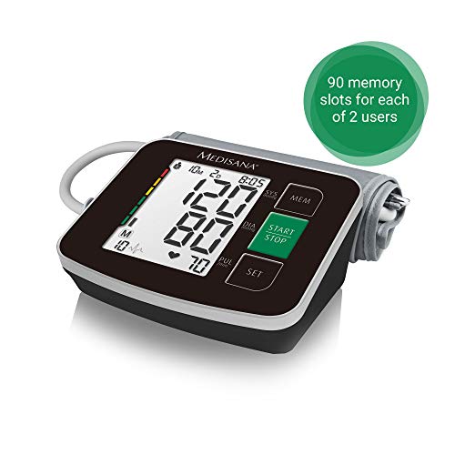Medisana BU 516 Tensiómetro para el brazo, pantalla de arritmia, escala de colores de los semáforos de la OMS, para una medición precisa de la tensión arterial y del pulso con función de memoria