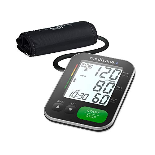 Medisana BU 570 connect tensiómetro para el brazo, pantalla de arritmia, escala de colores de los semáforos de la OMS, función IHB, para una medición precisa de la presión sanguínea