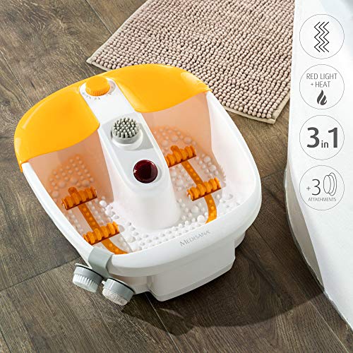 Medisana FS 883 Spa de pies con función calefactora, baño de pies eléctrico, masaje de vibración, accesorios de pedicura, baño de pies con masaje y calefacción, para pies grandes