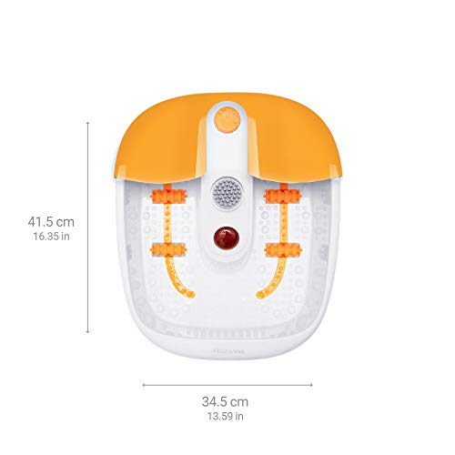 Medisana FS 883 Spa de pies con función calefactora, baño de pies eléctrico, masaje de vibración, accesorios de pedicura, baño de pies con masaje y calefacción, para pies grandes