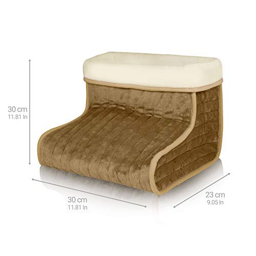 Medisana FWS 60257  Calentador de pies con forro lavable suave, 3 niveles de temperatura, apagado automático después de 90 minutos, marrón, 30 x 30 x 23 cm, 0.78 kg
