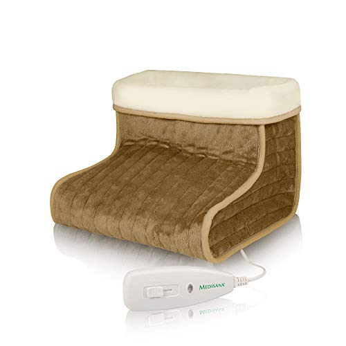 Medisana FWS 60257  Calentador de pies con forro lavable suave, 3 niveles de temperatura, apagado automático después de 90 minutos, marrón, 30 x 30 x 23 cm, 0.78 kg