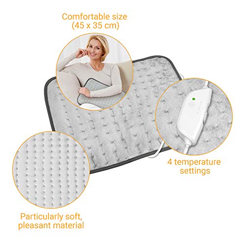 Medisana HP 650 XL - Almohada Eléctrica Dorsal con 4 Niveles de Temperatura, Protección contra Sobrecalentamiento, Desconexión Automática, Lavable, 45 x 35 cm