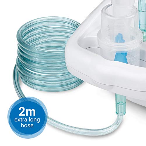 Medisana IN 500 Inhalador, nebulizador compresor con boquilla y mascarilla para adultos y niños, para resfriados o asma con accesorios extra y tubo largo