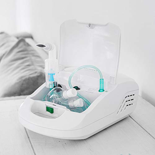 Medisana IN 500 Inhalador, nebulizador compresor con boquilla y mascarilla para adultos y niños, para resfriados o asma con accesorios extra y tubo largo