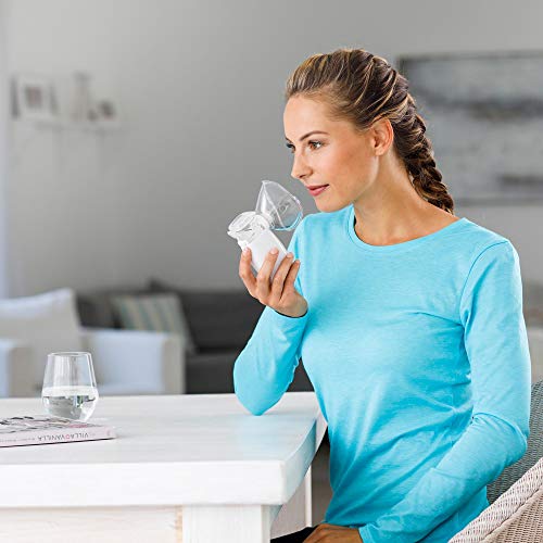 Medisana IN 525 Inhalador portátil para el camino, nebulizador ultrasónico con boquilla y máscara para adultos y niños, para resfriados o asma con accesorios adicionales