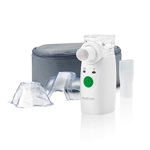 Medisana IN 525 Inhalador portátil para el camino, nebulizador ultrasónico con boquilla y máscara para adultos y niños, para resfriados o asma con accesorios adicionales
