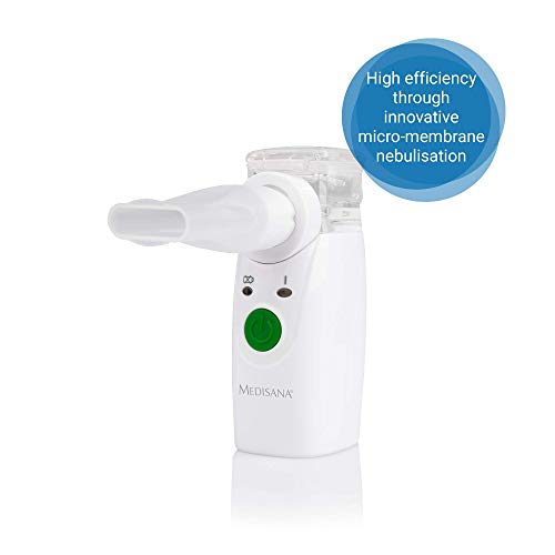 Medisana IN 525 Inhalador portátil para el camino, nebulizador ultrasónico con boquilla y máscara para adultos y niños, para resfriados o asma con accesorios adicionales