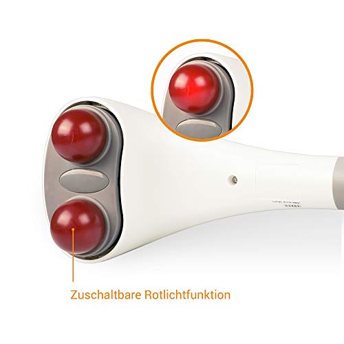 Medisana ITM Masajeador de mano, masaje de golpeteo eléctrico, masaje de acupresión y de puntos, diferentes cabezales de masaje, función de luz roja, función de calentamiento, sin escalas