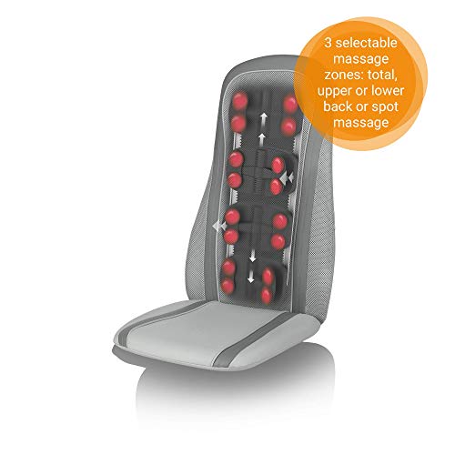 Medisana MC 818 Almohadilla de masaje con función calor, con masaje de golpeteo, masaje de puntos, 2 niveles de intensidad, función de temporizador, función de luz roja, para toda la espalda