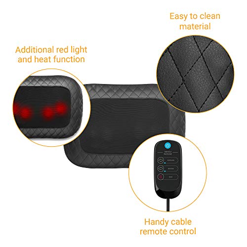 Medisana MCG 800 Cojín de masaje de gel, función de calentamiento, 4 cabezales de masaje de gel giratorios, función de luz roja, con fijación de silla, para cuello, hombro, espalda y piernas