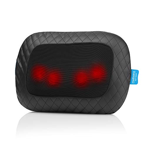 Medisana MCG 800 Cojín de masaje de gel, función de calentamiento, 4 cabezales de masaje de gel giratorios, función de luz roja, con fijación de silla, para cuello, hombro, espalda y piernas