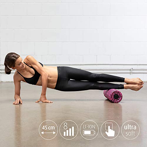 Medisana PowerRoll XT Ultrasoft Rodillo de fascia, de espuma para ejercicios faciales con función de vibración, de masaje para el entrenamiento de la fascia, tensión, 8 intensidades