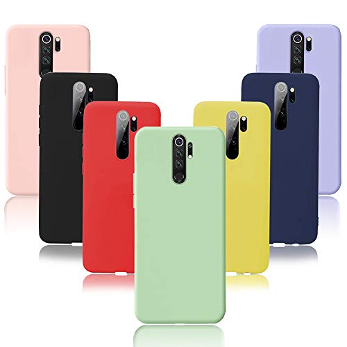 Meeter 7 x Funda Xiaomi Redmi Note 8 Pro, 7 Unidades Carcasas Ultra Fina Silicona TPU de Alta Resistencia y Flexibilidad Caso Colores (Negro+Rojo+Azul Oscuro+Rosa+Lavanda+Amarillo+Verde)