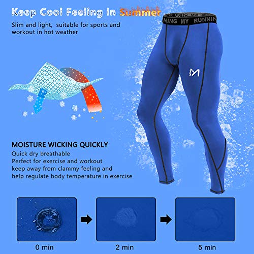 MEETYOO Leggings Hombre, Pantalón de Compresión Secado Rápido Pantalones Deporte Mallas Largas para Running Fitness Yoga