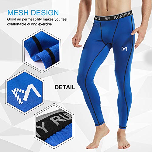 MEETYOO Leggings Hombre, Pantalón de Compresión Secado Rápido Pantalones Deporte Mallas Largas para Running Fitness Yoga