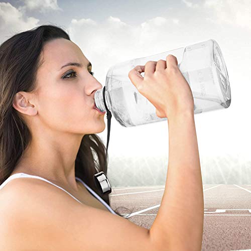 MEFKY Botella de Agua Motivacional de 64 oz con Marcador de Tiempo Jarra Grande sin BPA con asa Botella de Prueba de Fugas Reutilizable Tiempo Marcado para Beber más Agua,Clear