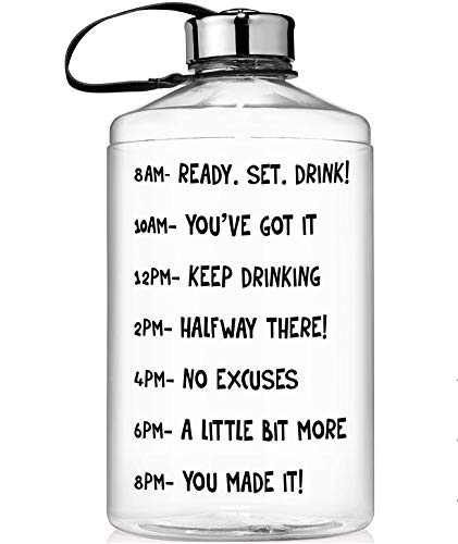 MEFKY Botella de Agua Motivacional de 64 oz con Marcador de Tiempo Jarra Grande sin BPA con asa Botella de Prueba de Fugas Reutilizable Tiempo Marcado para Beber más Agua,Clear