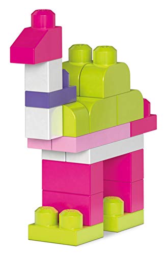 Mega Bloks Juego de construcciones 80 piezas con bolsa ecológica rosa, juguete bebé +1 año (Mattel DCH62)